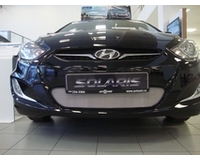 Сетка в бампер для автомобиля Hyundai Солярис 2011-2014 chrome. ZR.HYU.SOL.c