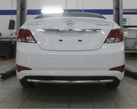 Защита задняя Hyundai Solaris HB 2010-- Одинарная труба d42 (эллиптические заглушки) SHELBY.HB.A43 нержавеющая сталь.
