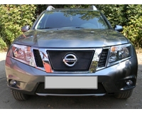 Защита радиатора для автомобиля Nissan Terrano 2014- black верх. ZR.NIS.TER.14.top.b