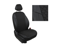 Чехлы из экокожи и алькантары АВТОПИЛОТ "РОМБ" цвет черный - черный. Для автомобиля SSANGYONG REXTON III  джип. С 2012 -- г.в.