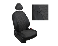 Чехлы из экокожи и алькантары АВТОПИЛОТ "РОМБ" цвет черный - темно серый. SSANGYONG MUSSO джип (сборка Корея). С 1993-2005г.в.