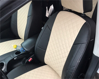 Чехлы из экокожи и алькантары АВТОПИЛОТ "РОМБ" цвет черный - бежевый. SUZUKI SX-4, II (S-Cross) хэтчбек. С 2014 -- г.в.