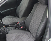 Чехлы из экокожи и алькантары АВТОПИЛОТ "РОМБ" цвет черный - серый. Автомобиль TOYOTA PRIUS III хэтчбек Кузов ZVW30. С 2009-2015г.в.