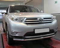 Защита переднего бампера Toyota Highlander 2010 - 2014 Полированная нержавеющая сталь, одинарная труба 53мм. NMH0911