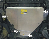 32603 MOTODOR  Защита двигатель, КПП, РК алюминий  5 мм. Количество щитов 1 / Вес защиты 8,04кг. Для автомобиля Ford S-Max/ Mondeo/ Galaxy 2006> V=1,8 2,0