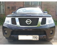 Защита радиатора на автомобиль Nissan Pathfinder (NAVARA) 2012-2015 black верх. ZR.NIS.PATF.12.top.b