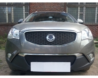 Защита радиатора на автомобиль Ssang Yong Actyon (C200) 2010- black верх. ZR.SAY.ACT.C200.10.top.b