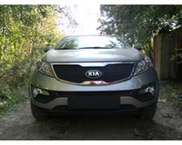 Защита радиатора на автомобиль KIA Sportage 2010-2014 black верх. ZR.KIA.SP.10-14.top.b