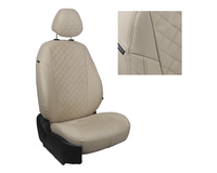 Чехлы из экокожи и алькантары АВТОПИЛОТ "РОМБ" цвет бежевый - бежевый. SEAT IBIZA IV хэтчбек (5 дв). С 2008 -- г.в.