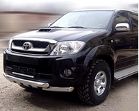 Оригинальная защита переднего бампера Toyota Hilux 2008- Полированная нержавеющая сталь, декоративная защита картера 76мм. NMH0900