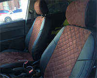 Чехлы из экокожи и алькантары АВТОПИЛОТ "РОМБ" цвет черный - коричневый. SSANGYONG ACTYON II джип. С 2010 -- г.в.