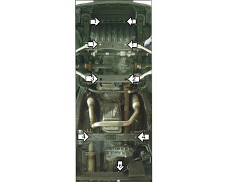 33001 MOTODOR  Защита двигатель, дифференциал, КПП, РК алюминий  5 мм. Количество щитов 4 / Вес защиты 21,16кг. Для автомобиля Cadillac Escalade 2006-2010 V=6,2i
