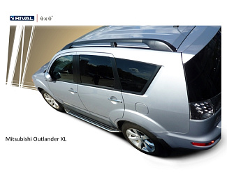 Пороги на автомобиль Mitsubishi Outlander XL 2007-2012 г.в. Риваль A173AL.4001.2 комплект с крепежом