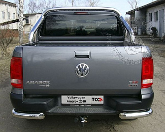 Защита заднего бампера Volkswagen Amarok 2010 ТСС VWAMAR10-04 уголки, полированная нержавеющая сталь  76,1 мм.