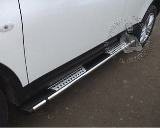 Пороги алюминиевые для автомобиля Nissan Navara (2005-) Can Otomotiv (Emerald) NINA.77.2193